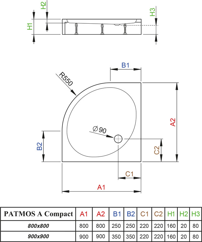 Чертёж Radaway Patmos A Compact 4S88155-05