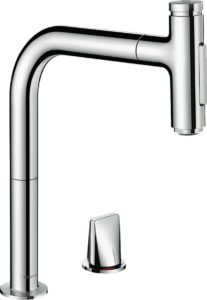 Кухонный смеситель Hansgrohe Metris Select M71 на 2 отверстия, однорычажный, 200, с вытяжным душем, 2jet, sBox